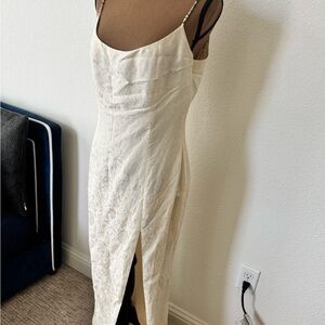 Vintage Christian Dior Boutique Ivory Jacquard Dress Silk Lined Made in France